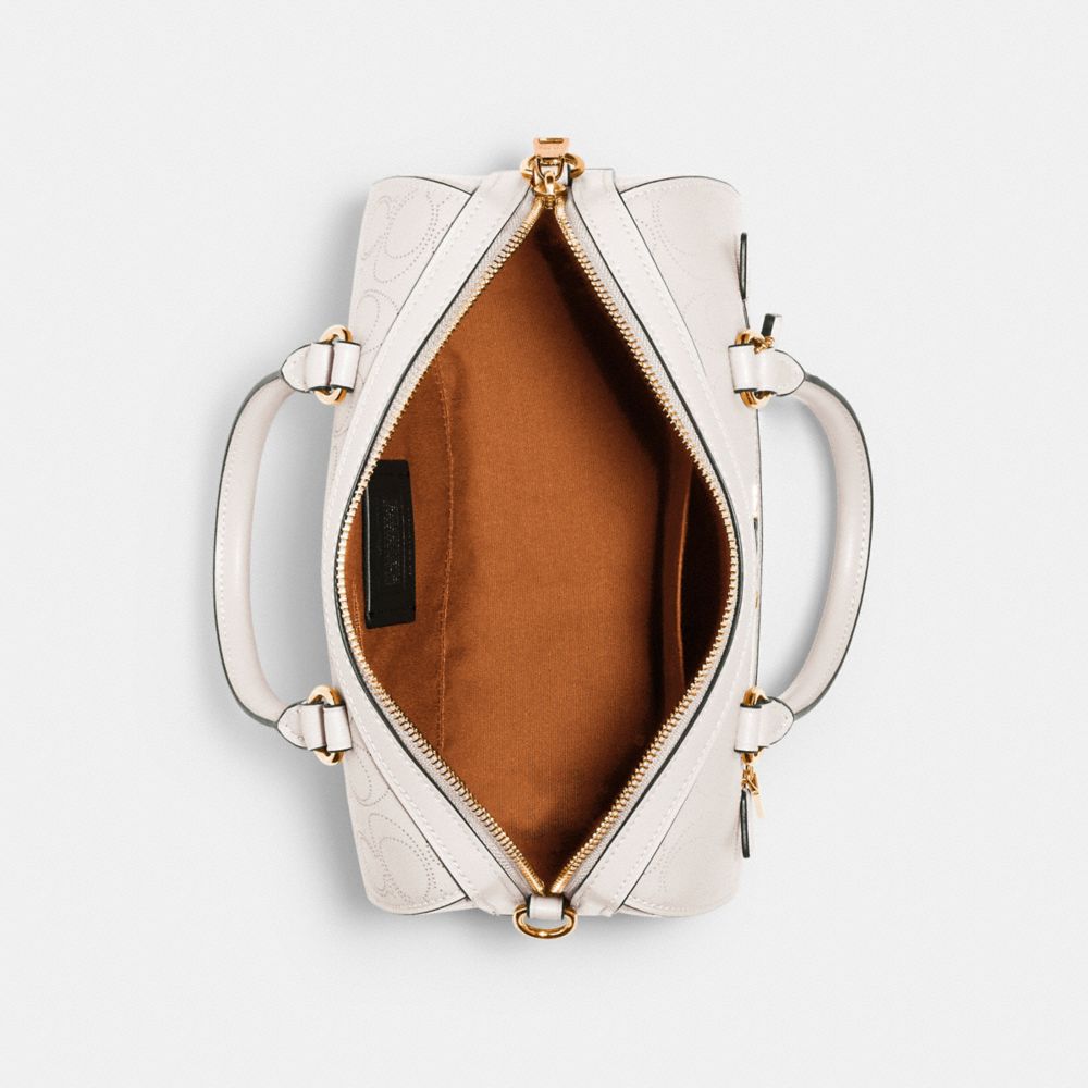 COACH®,Rowan Satchel Bag In Signature Leather,,Inside View,Top View