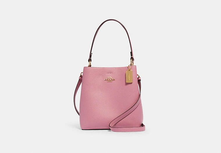 COACH®,SMALL TOWN BUCKET BAG,Pebbled Leather,Medium,Gold/Rose/Midnight,Front View