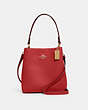 COACH®,SMALL TOWN BUCKET BAG,Pebbled Leather,Medium,Gold/1941 Red/Oxblood,Front View