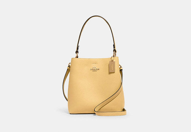 COACH®,SMALL TOWN BUCKET BAG,Pebbled Leather,Medium,Gold/Vanilla Cream/Light Saddle,Front View