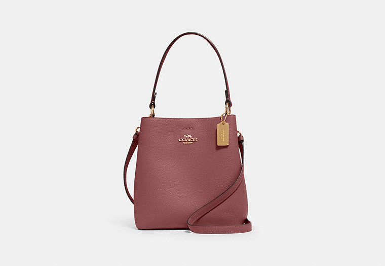 COACH®,SMALL TOWN BUCKET BAG,Pebbled Leather,Medium,Gold/Vintage Mauve/Taupe,Front View