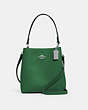 COACH®,SMALL TOWN BUCKET BAG,Pebbled Leather,Medium,Silver/Shamrock Midnight,Front View