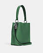 COACH®,SMALL TOWN BUCKET BAG,Pebbled Leather,Medium,Silver/Shamrock Midnight,Angle View