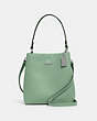 COACH®,SMALL TOWN BUCKET BAG,Pebbled Leather,Medium,Silver/Washed Green/Amazon Green,Front View