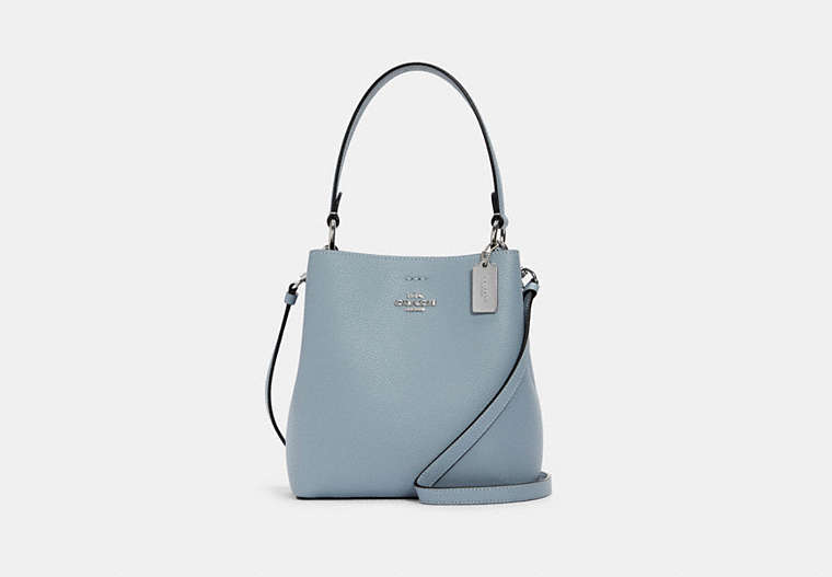 COACH®,SMALL TOWN BUCKET BAG,Pebbled Leather,Medium,Silver/TWILIGHT,Front View