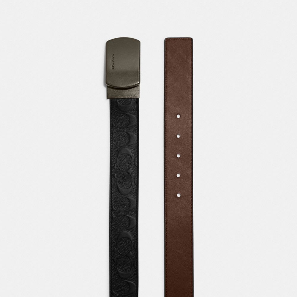 COACH®,Plaque Buckle Cut To Size Reversible Belt, 38 Mm,,Angle View