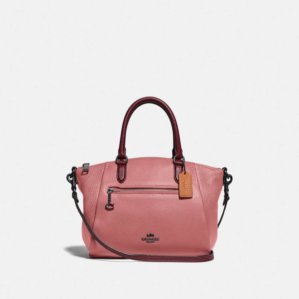 COACH®,ELISE SATCHEL BAG IN COLORBLOCK,Pebble Leather,Medium,GM/Vintage Pink Multi,Front View image number 0