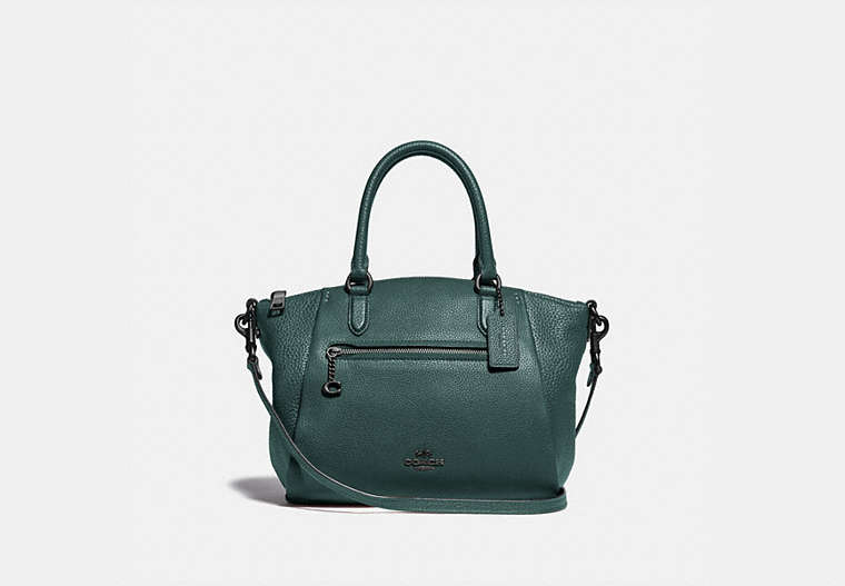 COACH®,ELISE SATCHEL IN COLORBLOCK,Pebble Leather,Large,GM/Forest Multi,Front View