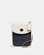 COACH®,TURNLOCK FLAT CROSSBODY IN SIGNATURE CANVAS,n/a,Charcoal/ Chalk,Front View