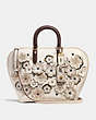 COACH®,DAKOTAH SATCHEL WITH LINKED TEA ROSE,Leather,Large,Brass/Chalk,Front View