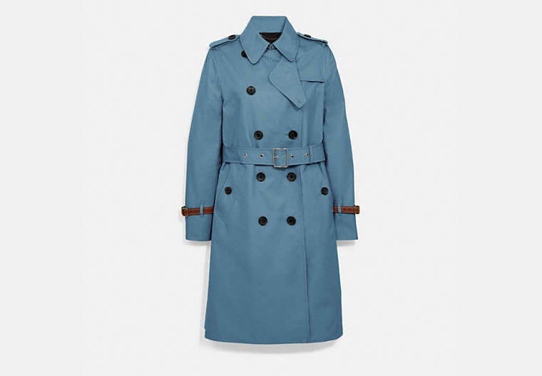 COACH®,TRENCH COAT,cotton,CHAMBRAY,Front View