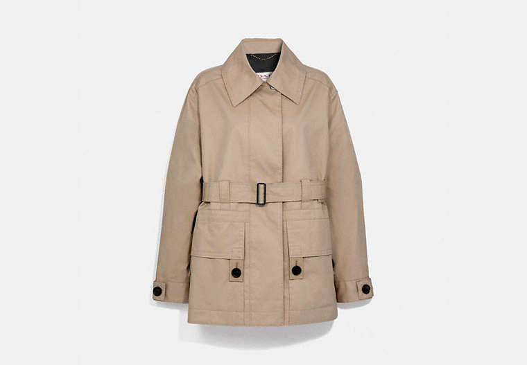 COACH®,BELTED UTILITY JACKET,Cotton/Synthetic,BONE,Front View