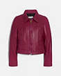COACH®,CROPPED LEATHER BLOUSON,Leather,Tweed Berry,Front View