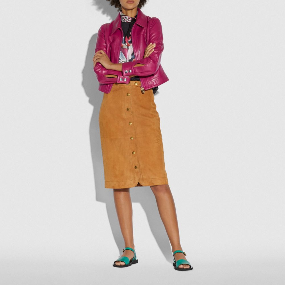 COACH®,Cropped Leather Blouson,,Scale View