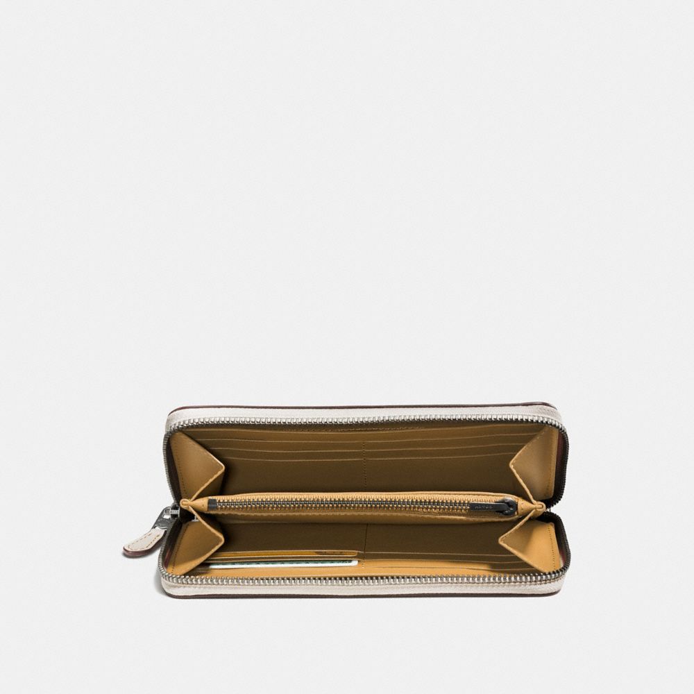 COACH®,ACCORDION ZIP WALLET WITH COLORBLOCK COACH LINK,Leather,Black Copper/Chalk,Inside View,Top View