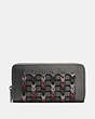 COACH®,ACCORDION ZIP WALLET WITH COLORBLOCK COACH LINK,Leather,Black Copper/Graphite,Front View