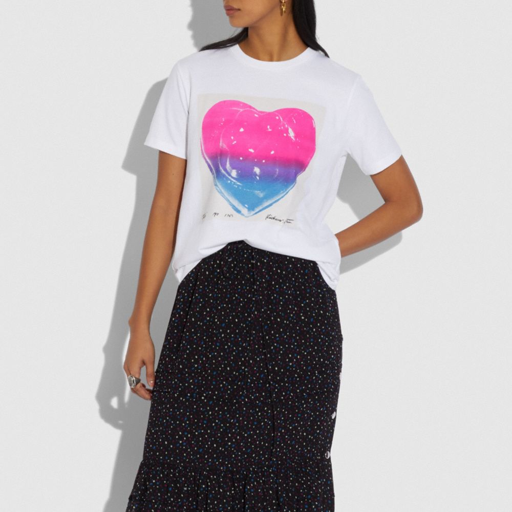 Coach X Richard Bernstein Pink And Blue Jello Heart T Shirt