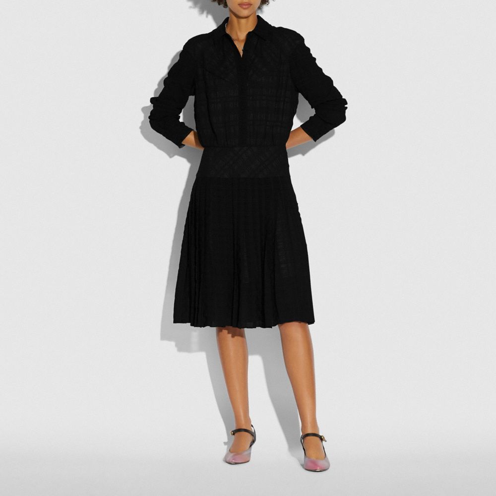 COACH®,Plaid Pleated Shirt Dress,,Scale View