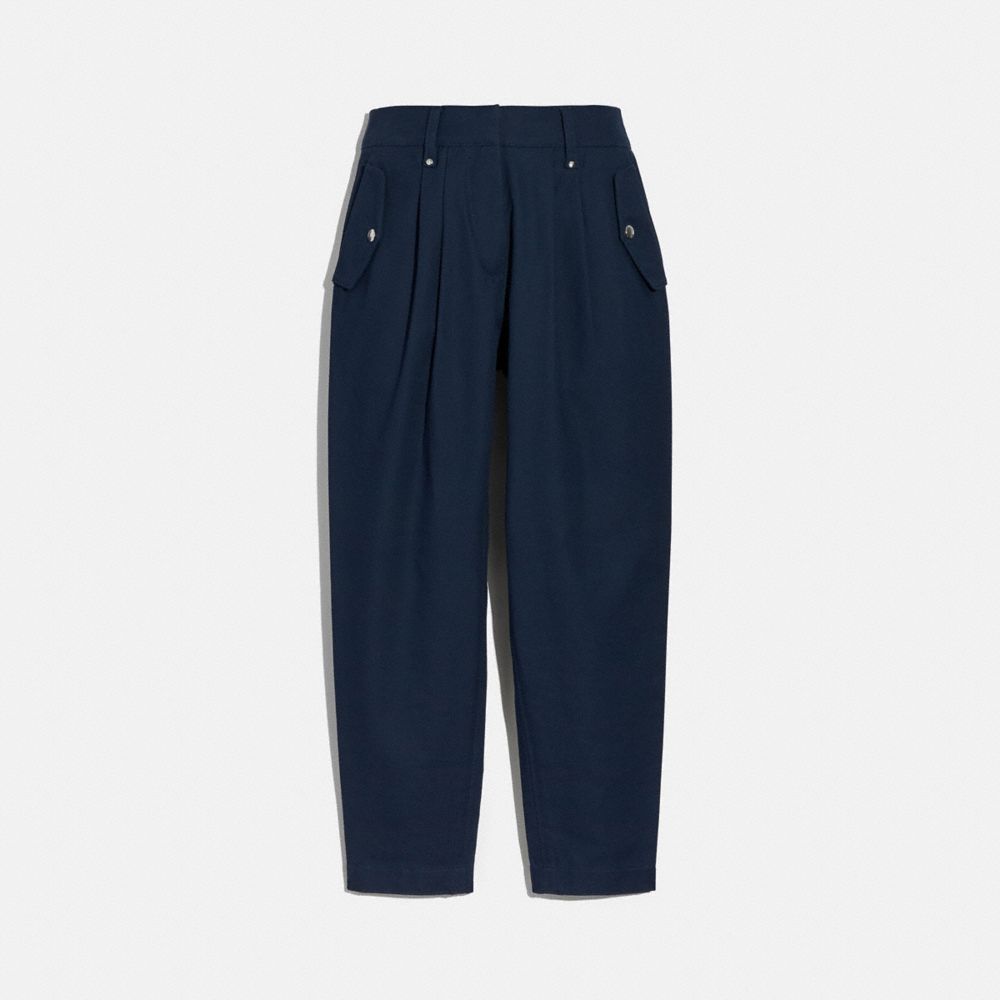 COACH®,PLEATED TROUSERS,cotton,NAVY,Front View image number 0