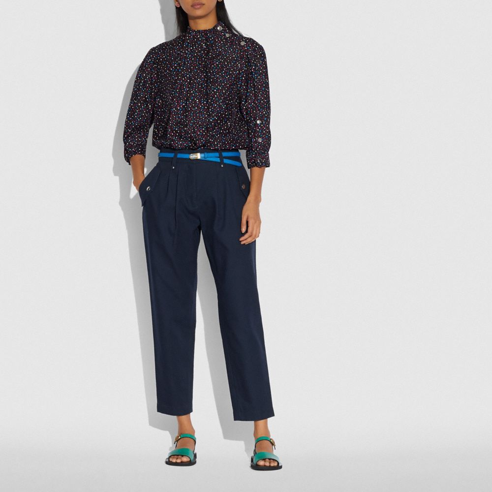 COACH®,PLEATED TROUSERS,cotton,NAVY,Scale View