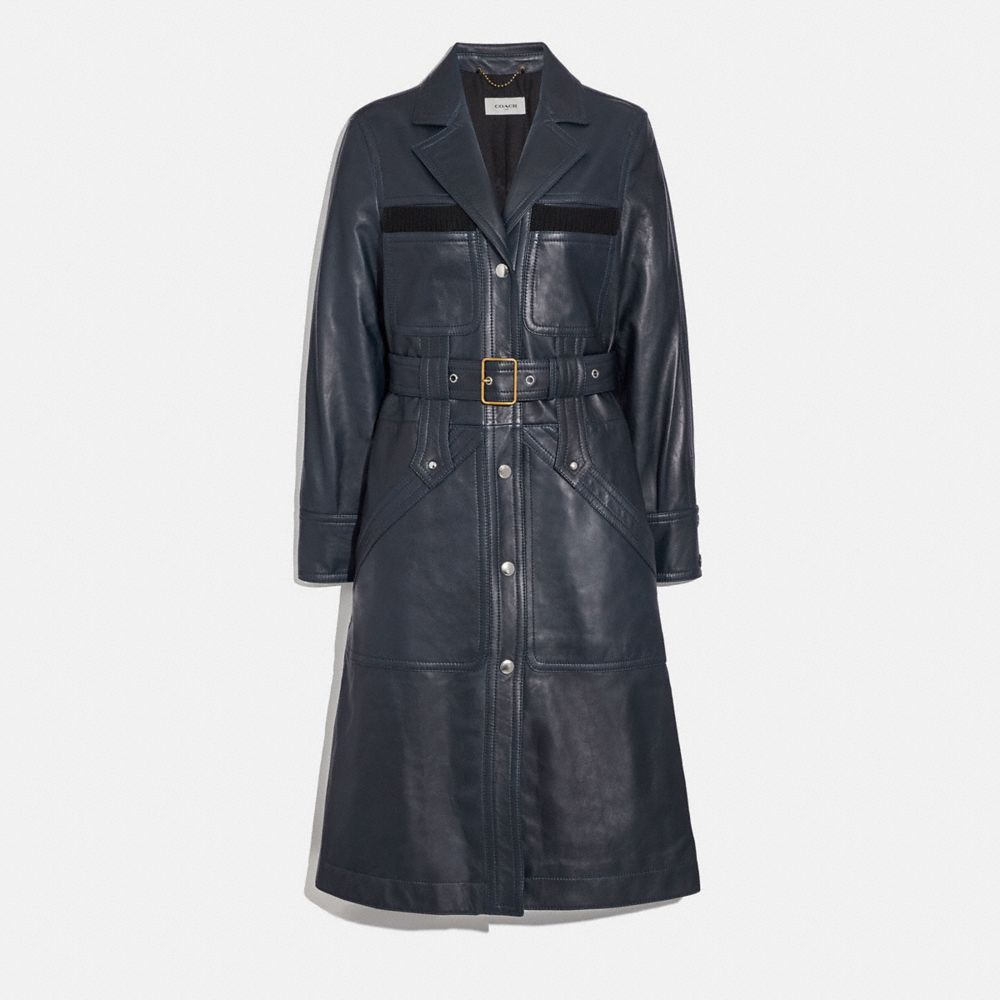 Coach leather sale trench coat