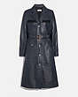 COACH®,SPORTY LEATHER TRENCH COAT,Leather,NAVY,Front View
