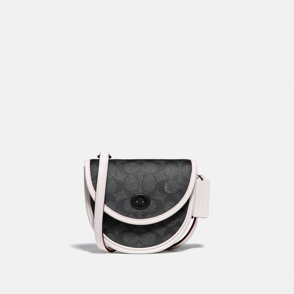 COACH®,TURNLOCK CONVERTIBLE CROSSBODY IN SIGNATURE CANVAS,Charcoal/ Chalk,Front View