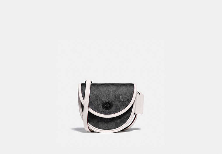 COACH®,TURNLOCK CONVERTIBLE CROSSBODY IN SIGNATURE CANVAS,Charcoal/ Chalk,Front View