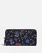 COACH®,ACCORDION ZIP WALLET WITH WILDFLOWER PRINT,Leather,Brass/Midnight Navy Multi,Front View