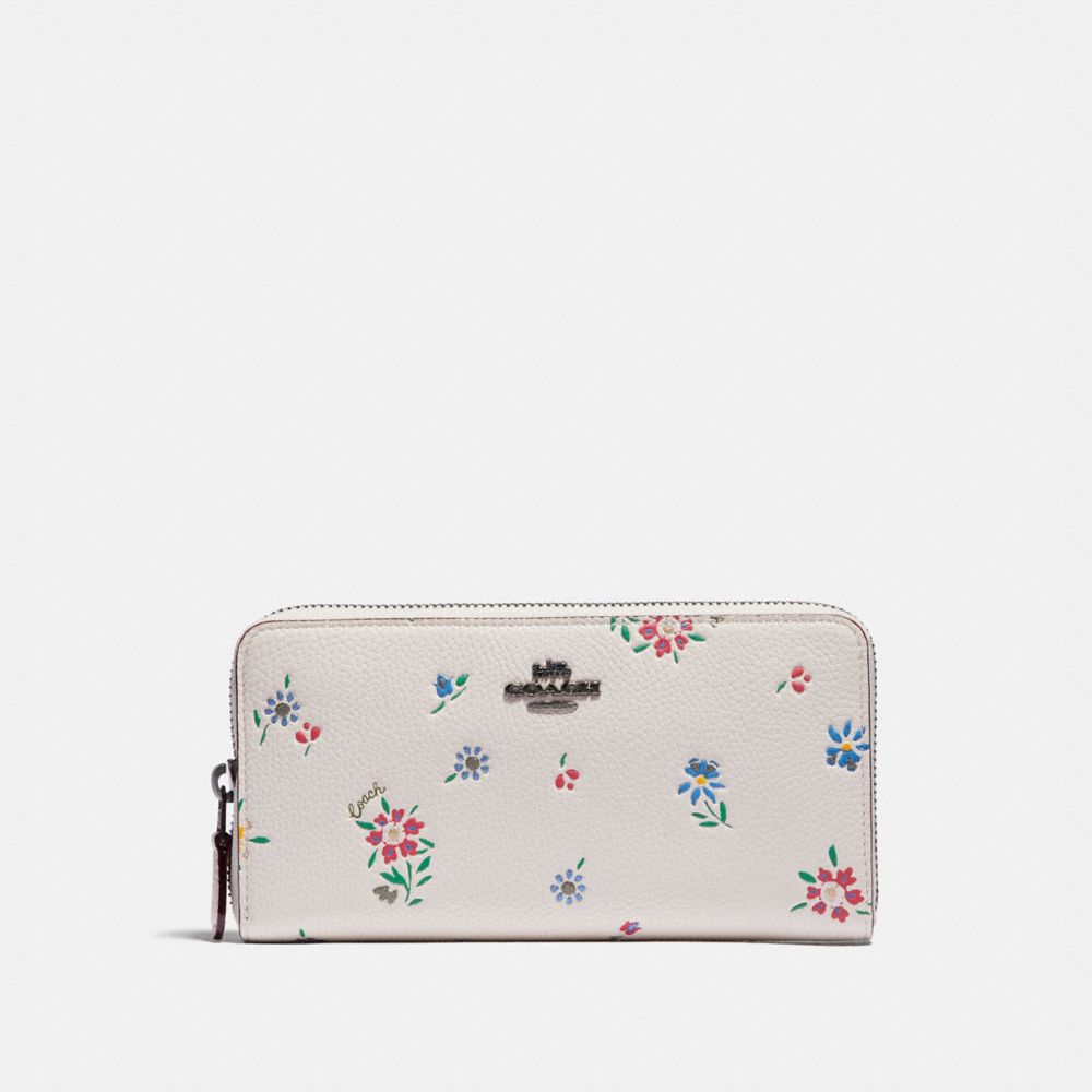 COACH®,Accordion Zip Wallet With Wildflower Print,,Front View