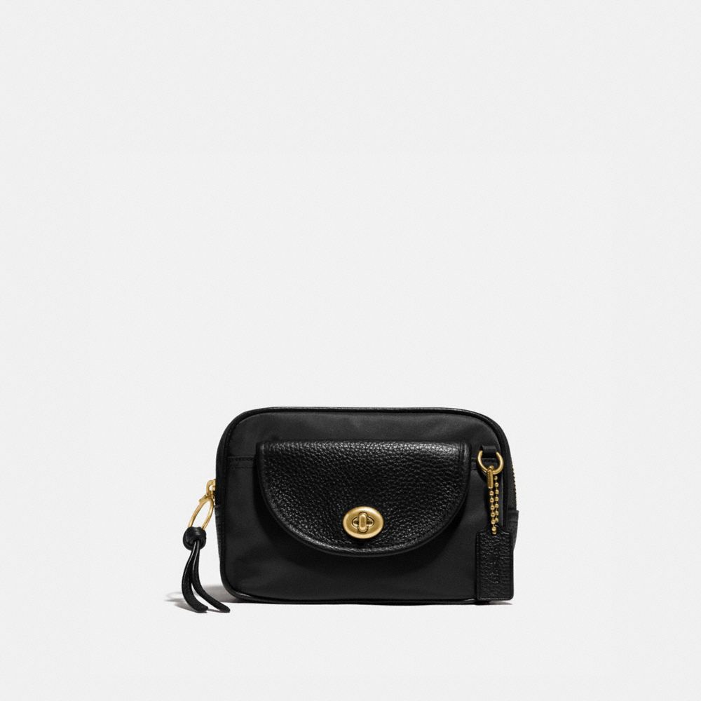 COACH®,CARGO BELT BAG,Nylon,Brass/Black,Front View