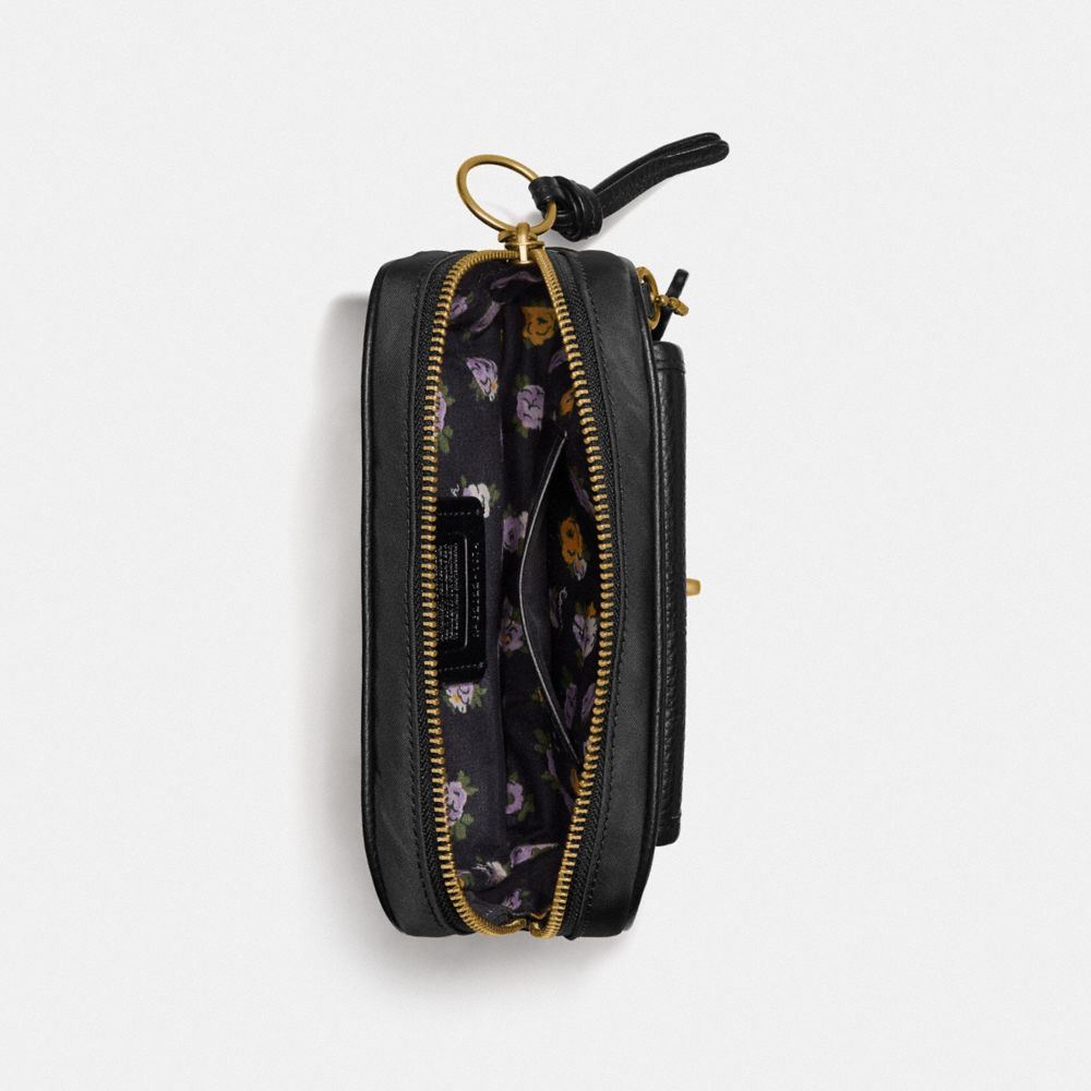 COACH®,CARGO BELT BAG,Nylon,Brass/Black,Inside View,Top View