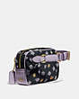 COACH®,CARGO BELT BAG WITH VINTAGE ROSE PRINT,Nylon,Brass/Midnight Navy Multi,Angle View