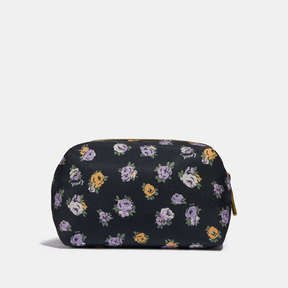 Small Boxy Cosmetic Case With Vintage Rose Print