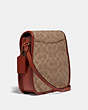 COACH®,TURNLOCK FLAP SQUARE POUCH IN SIGNATURE CANVAS,pvc,Small,Brass/Tan/Rust,Angle View
