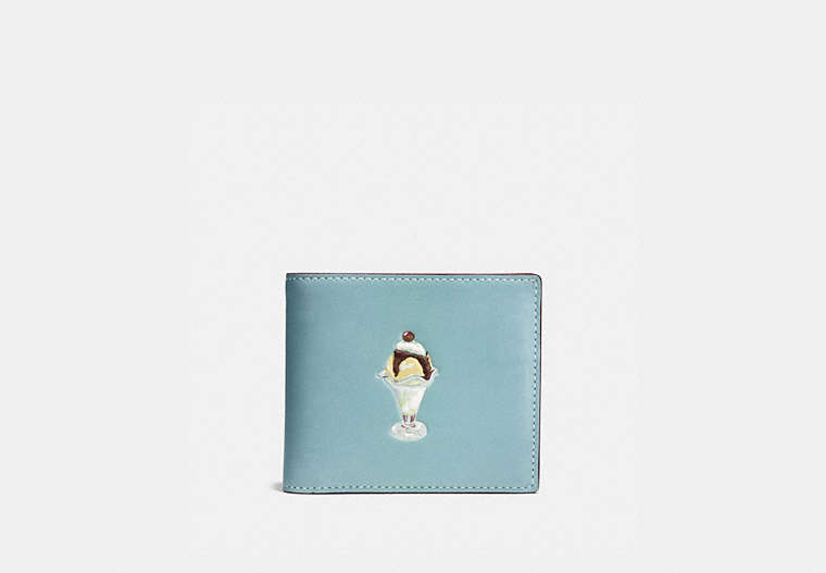 COACH®,3-IN-1 WALLET WITH SUNDAE,Leather,STEEL BLUE,Front View