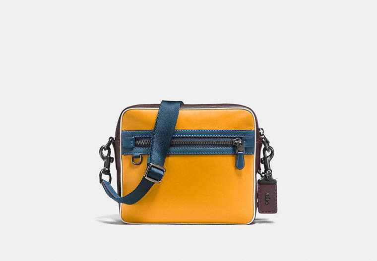 COACH®,DYLAN,Leather,Medium,Black Copper Finish/Goldenrod/Currant,Front View