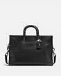 COACH®,ROGUE BRIEF,Pebbled Leather,Large,Light Antique Nickel/Black,Front View
