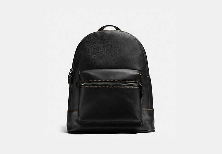COACH®,LEAGUE BACKPACK,Glovetanned Pebble Leather,Large,Light Antique Nickel/Black,Front View