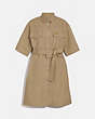 COACH®,SHORT SLEEVE SAFARI SHIRT DRESS,cotton,Light Beige,Front View