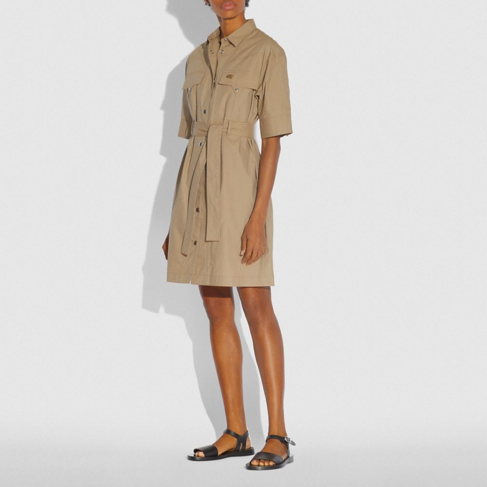 COACH®,Short Sleeve Safari Shirt Dress,,Scale View