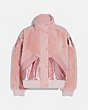 COACH®,PIECED FLEECE JACKET,Polyester,PINK,Front View