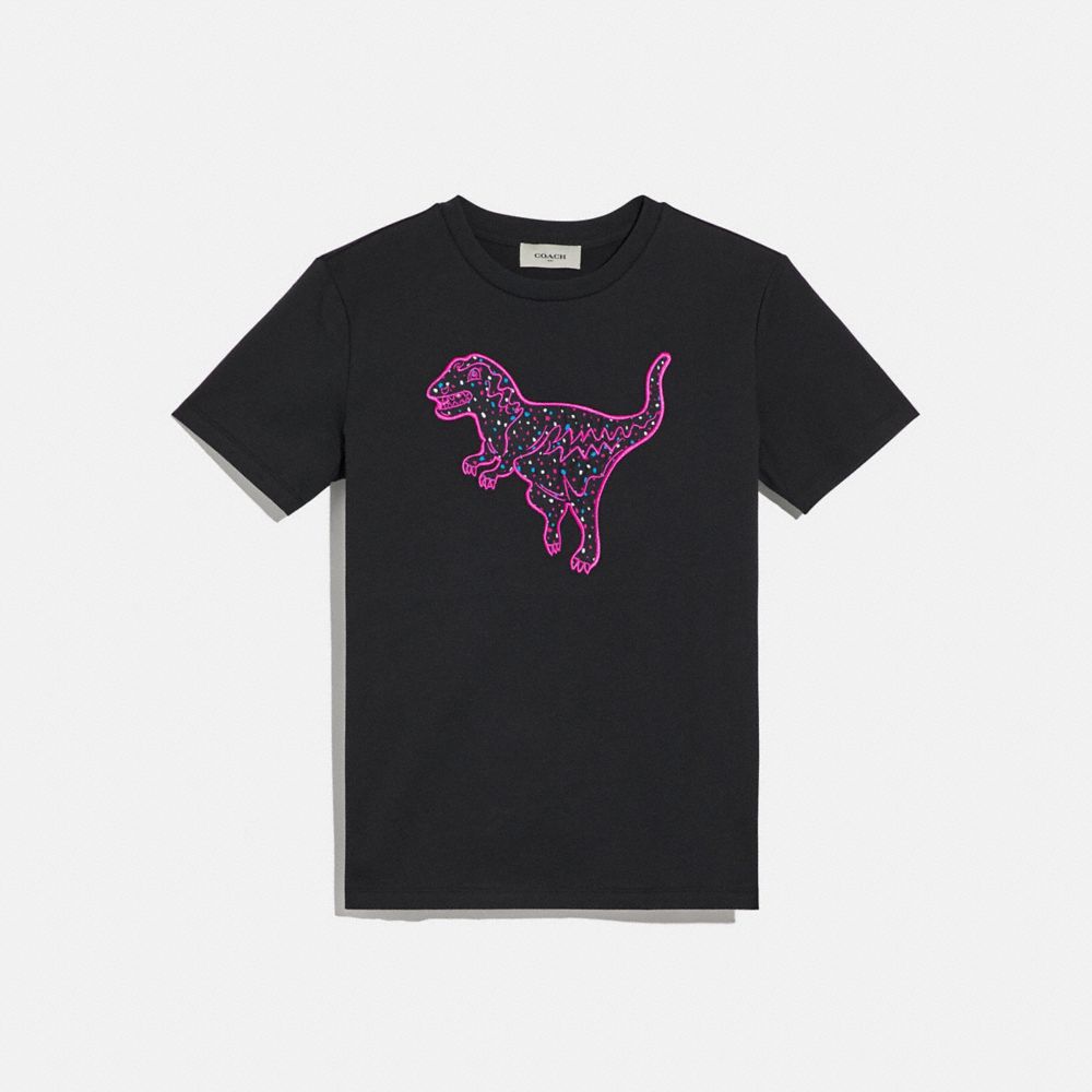 COACH®,REXY DOT T-SHIRT,cotton,Black,Front View