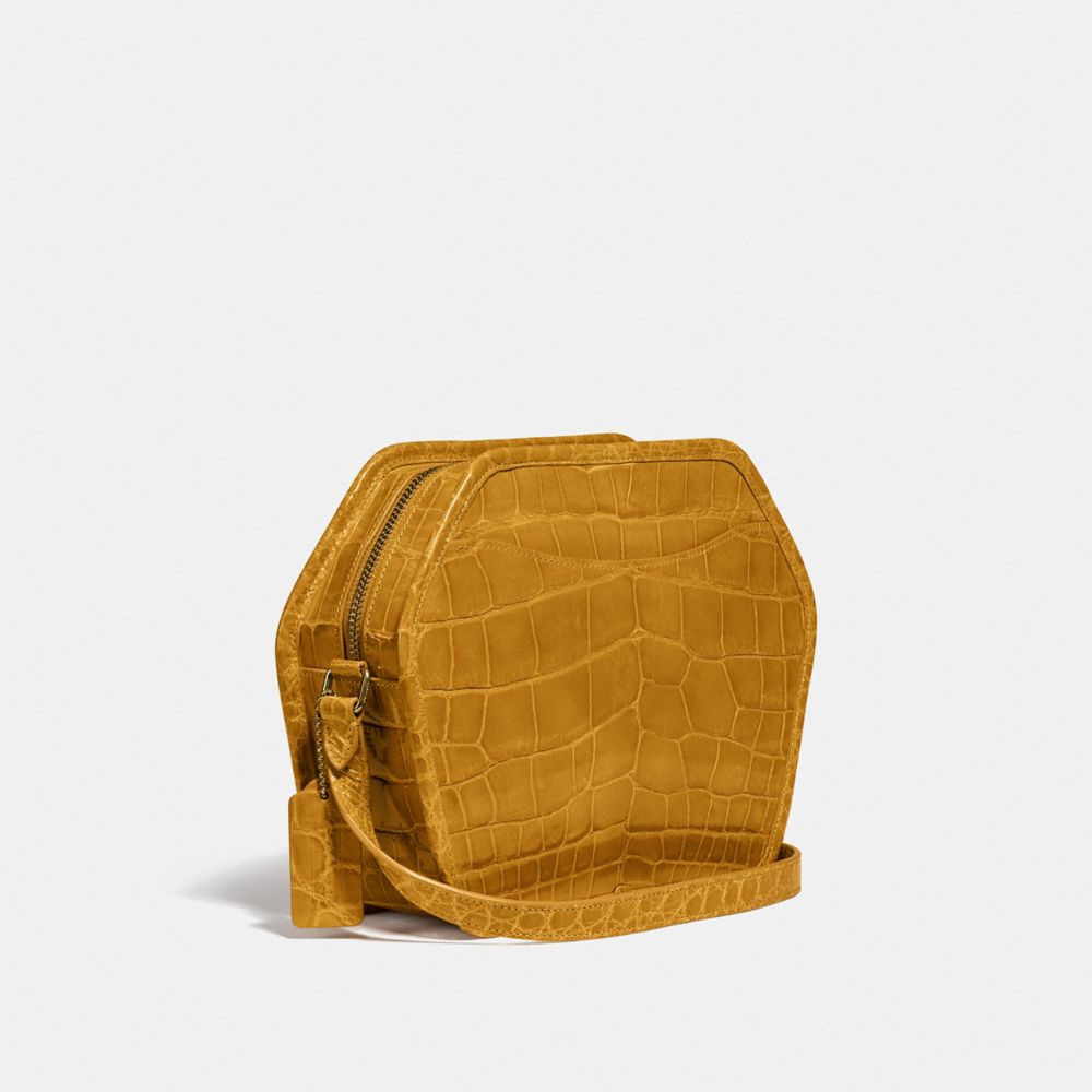 Zip Geometric Pouch In Alligator