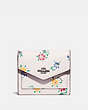 COACH®,SMALL WALLET WITH WILDFLOWER PRINT,Leather,Pewter/Chalk,Front View