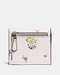 COACH®,SMALL WALLET WITH WILDFLOWER PRINT,Leather,Pewter/Chalk,Back View