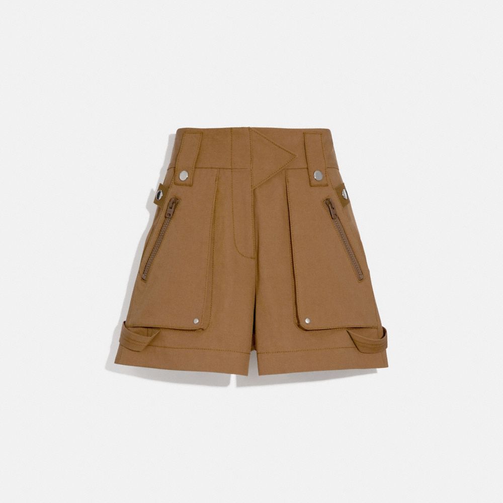 COACH®,POCKET SHORTS,cotton,LIGHT BROWN,Front View