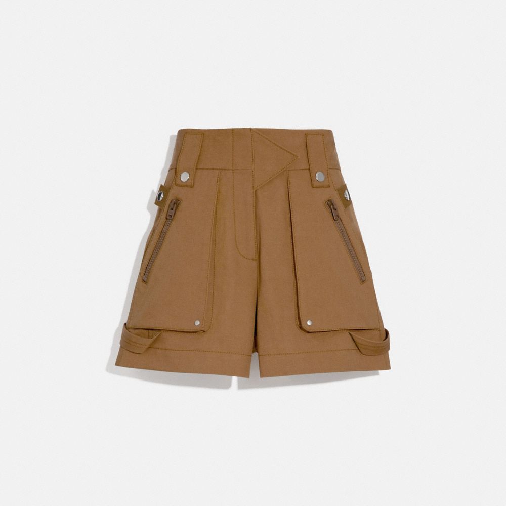 COACH®,POCKET SHORTS,cotton,LIGHT BROWN,Front View image number 0