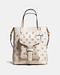 COACH®,POCKET TOTE IN GLOVETANNED LEATHER WITH WHIPSTITCH EYELET,Leather,Large,Brass/Chalk,Front View
