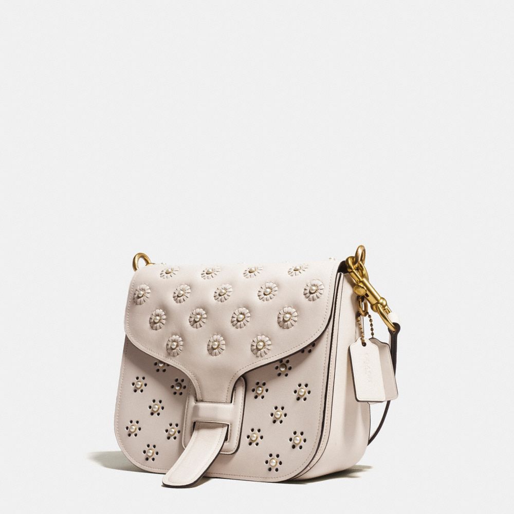 Sac Courier En Cuir Tanné Avec Des Gants Avec Oeillet En Point De Fouet Et Détail Serpent